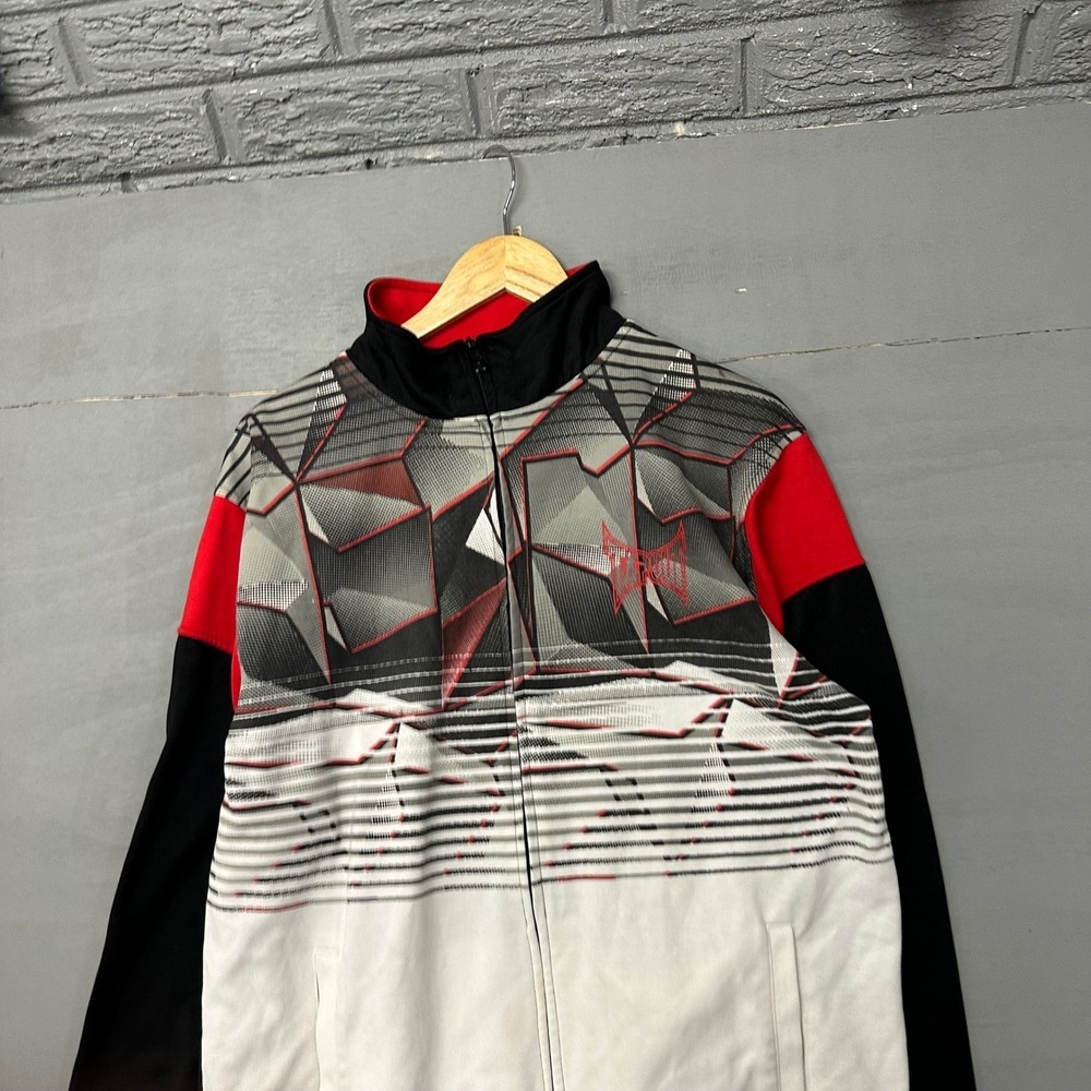 Tapout Track Jacket Full Zip Geometric Print Red‎ Black White Mens XL